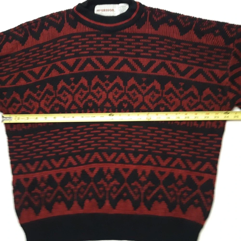 Vintage McGregor Sweater‎ Mens Large Red Black Southwestern Knit Grandpa Grunge